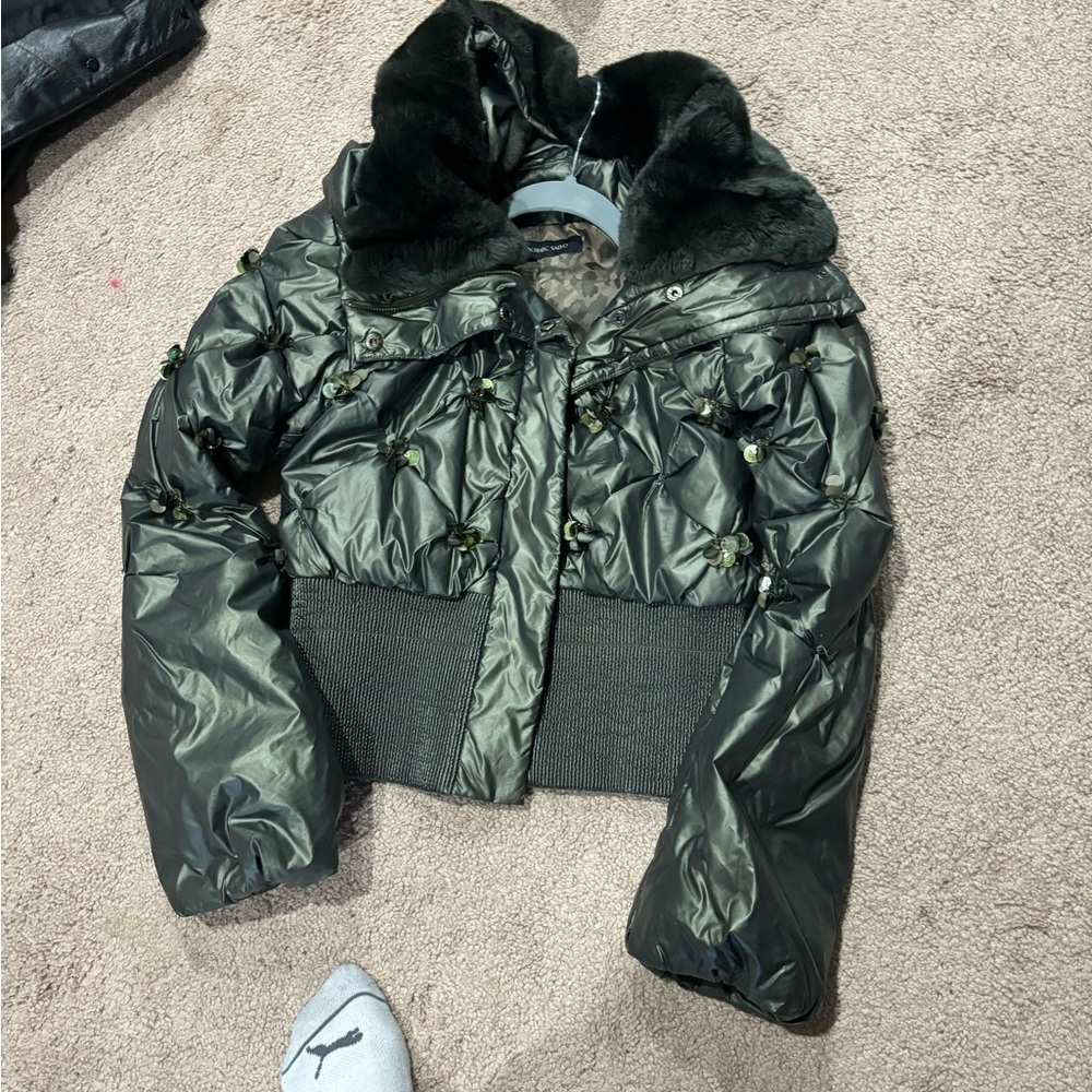 From Saks Fifth Avenue .genuine fur collar warm winter jacket size small